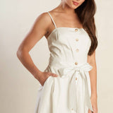 A DAY IN THE MEADOW WHITE WOVEN MIDI DRESS