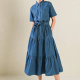 ABSOLUTE EDGE DENIM MIDI DRESS