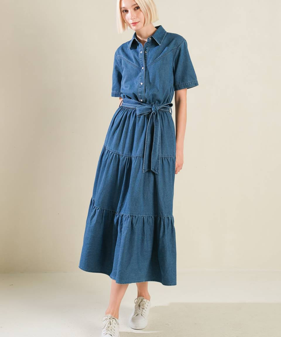 ABSOLUTE EDGE DENIM MIDI DRESS
