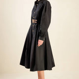 MIDNIGHT MASQUERADE WOVEN MIDI DRESS