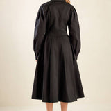 MIDNIGHT MASQUERADE WOVEN MIDI DRESS