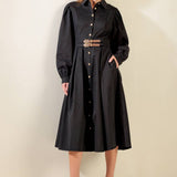 MIDNIGHT MASQUERADE WOVEN MIDI DRESS