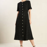 SOMETHING MORE TWEED WOVEN MIDI DRESS