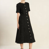 SOMETHING MORE TWEED WOVEN MIDI DRESS
