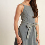 A DAY AT THE VINEYARD DENIM MIDI DRESS