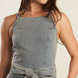 A DAY AT THE VINEYARD DENIM MIDI DRESS
