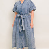 BAREFORM LIGHT DENIM MIDI DRESS