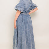 BAREFORM LIGHT DENIM MIDI DRESS