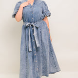 BAREFORM LIGHT DENIM MIDI DRESS