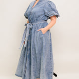 BAREFORM LIGHT DENIM MIDI DRESS