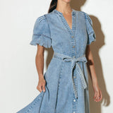 BAREFORM LIGHT DENIM MIDI DRESS