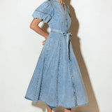 BAREFORM LIGHT DENIM MIDI DRESS