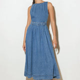 LAVENDER FIELDS DENIM MIDI DRESS