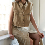 BETWEEN THE PAGES WOVEN TWILL VEST