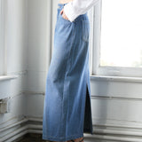 A LEAP OF FAITH MIDI DENIM SKIRT
