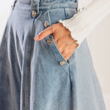 AT FIRST GLANCE DENIM MIDI SKIRT