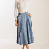 AT FIRST GLANCE DENIM MIDI SKIRT