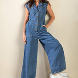 OVER YOU AGAIN DENIM JUMPSUIT