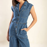 OVER YOU AGAIN DENIM JUMPSUIT
