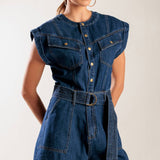 A LITTLE BIT OF THIS DENIM ROMPER