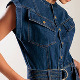 A LITTLE BIT OF THIS DENIM ROMPER
