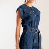 A LITTLE BIT OF THIS DENIM ROMPER
