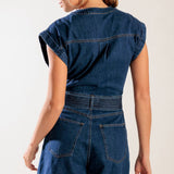 A LITTLE BIT OF THIS DENIM ROMPER