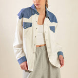 KEEP IT GOING WOVEN AND DENIM SHIRT