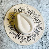 Fox & Fable - Vegan Felt Wide Brim Hat - XL Brim - Cream - Botanicals