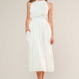 ADMIRED FROM AFAR WOVEN MIDI DRESS