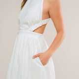 ADMIRED FROM AFAR WOVEN MIDI DRESS