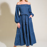ARTISTIC IMPULSE DENIM MIDI DRESS