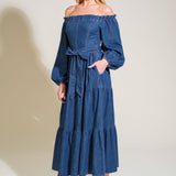 ARTISTIC IMPULSE DENIM MIDI DRESS