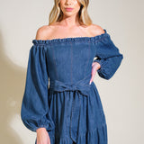 ARTISTIC IMPULSE DENIM MIDI DRESS