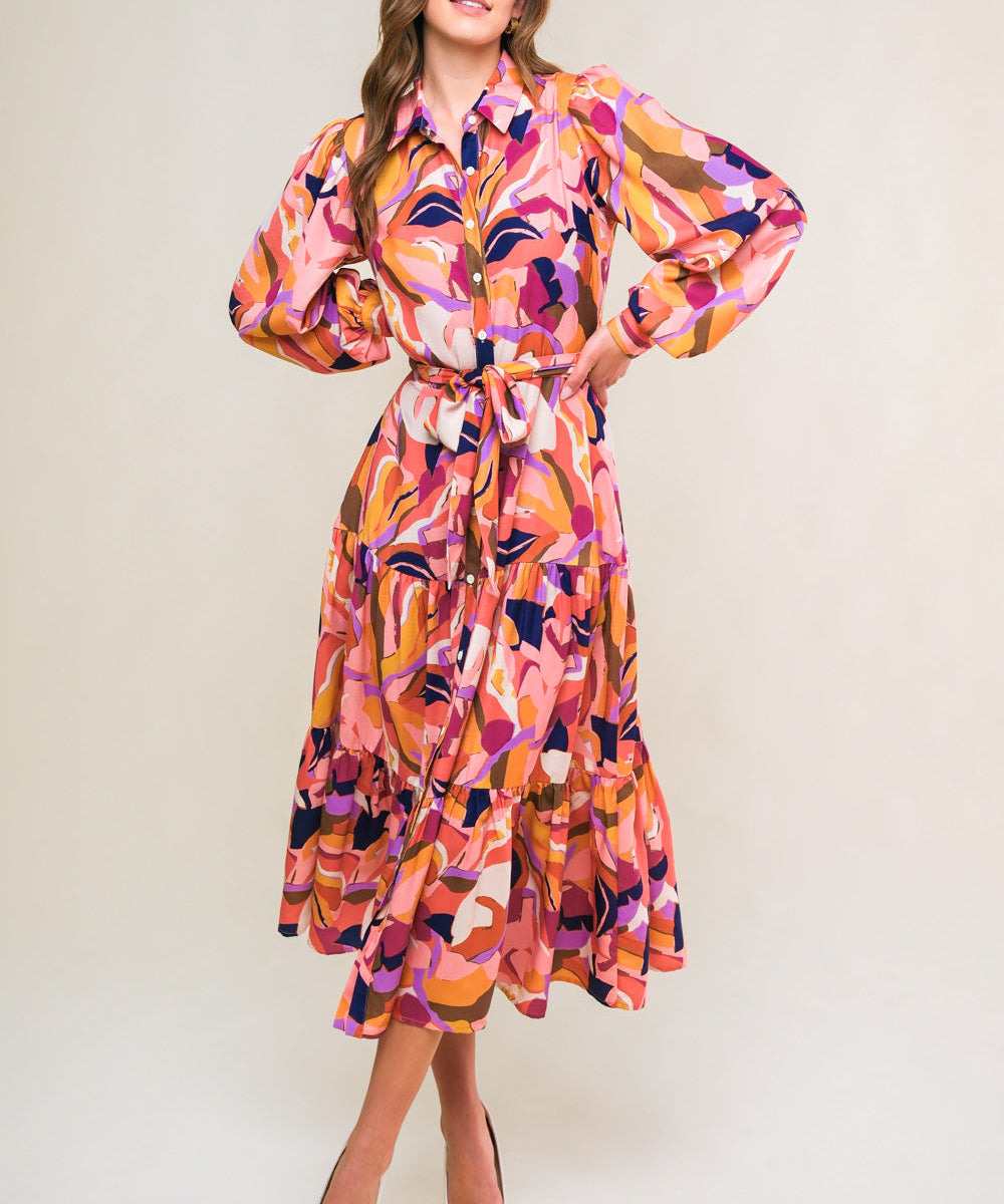 ROSEWOOD ROMANCE WOVEN MIDI DRESS