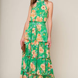 PORCELAIN BLOOM WOVEN MAXI DRESS