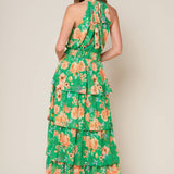 PORCELAIN BLOOM WOVEN MAXI DRESS