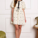 A DAY AT THE VINEYARD WOVEN MINI BADYDOLL DRESS