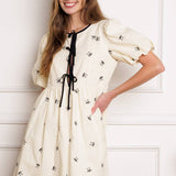 A DAY AT THE VINEYARD WOVEN MINI BADYDOLL DRESS