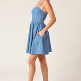 BACK IN LOVE DENIM MINI DRESS