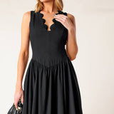 FOR THE RECORD BLACK WOVEN MIDI DRESS