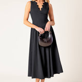 FOR THE RECORD BLACK WOVEN MIDI DRESS