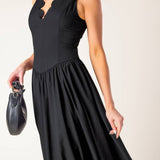 FOR THE RECORD BLACK WOVEN MIDI DRESS