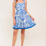 FLORENCE DAYS FLORAL BLUE WOVEN MINI DRESS