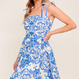 FLORENCE DAYS FLORAL BLUE WOVEN MINI DRESS