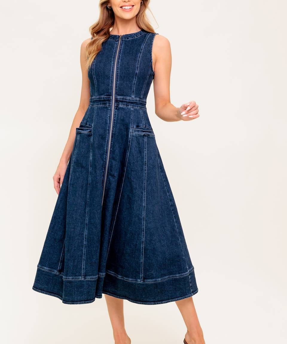 RAW BEAUTY DENIM MIDI DRESS