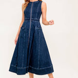RAW BEAUTY DENIM MIDI DRESS