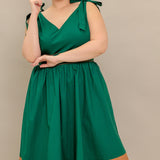 FOREST CHARM WOVEN COLOR BLOCKED MIDI DRESS
