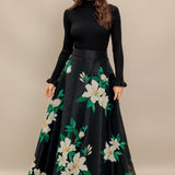 ELEGANT WILDFLOWER WOVEN MAXI SKIRT