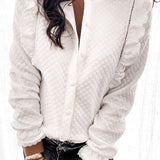 White Quilted Ruffled Blouse -clearance